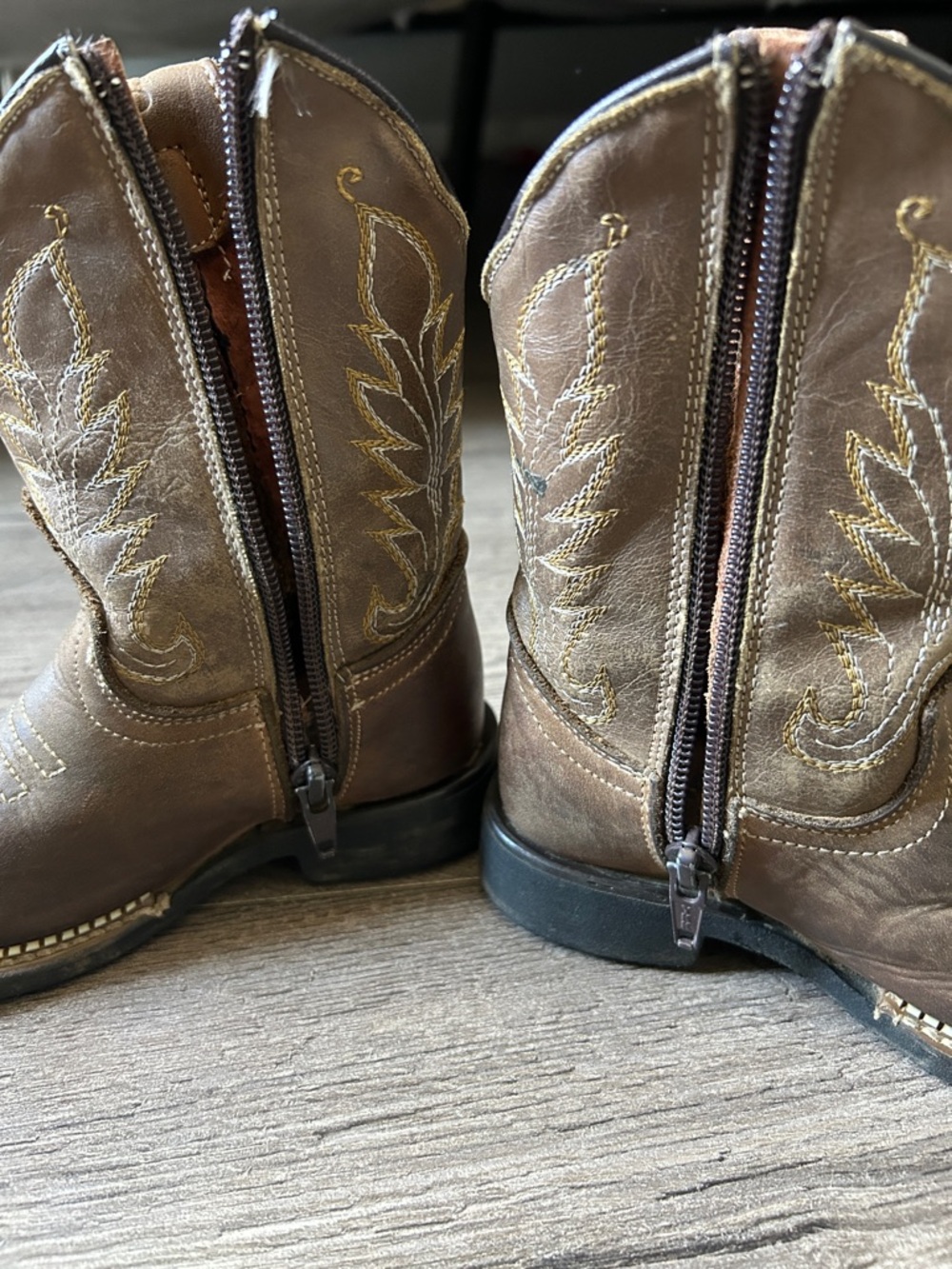 Brown Kids Western Zip-Up Cowboy Boots size 9 - Picture 3 of 5
